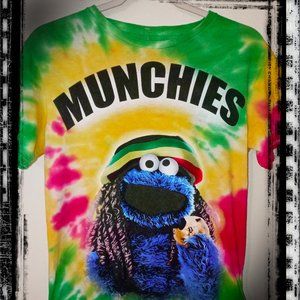 RETRO TIE DYE COOKIE MONSTER "MUNCHIES" TSHIRT